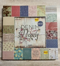 Paper Studio *DENIM & PEARLS* 12 x 12 Paper Pad 60 Sheets COMPLETE 2016 NEW