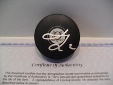 Jackson LaCombe Autographed Signed Anaheim Ducks Puck COA - Bright Silver Pen