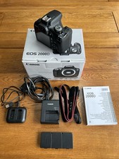 Canon EOS 2000D (Body Only) 3 batteries 2 Charging Docks, Boxed