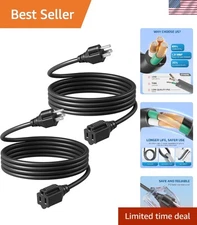 Flexible 2-Pack 6FT Outdoor Extension Cords - Heavy Duty & Weather Resistant