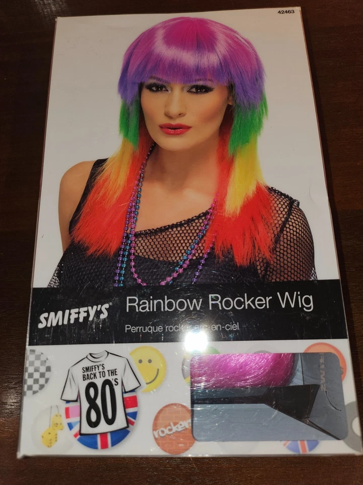 Peluca balancín arco iris disfraz pelo colorido Foto 2 de 3
