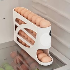 4 Tier Egg Holder Rack Fridge Organizer Holds 30 Eggs Kitchen Storage Bin