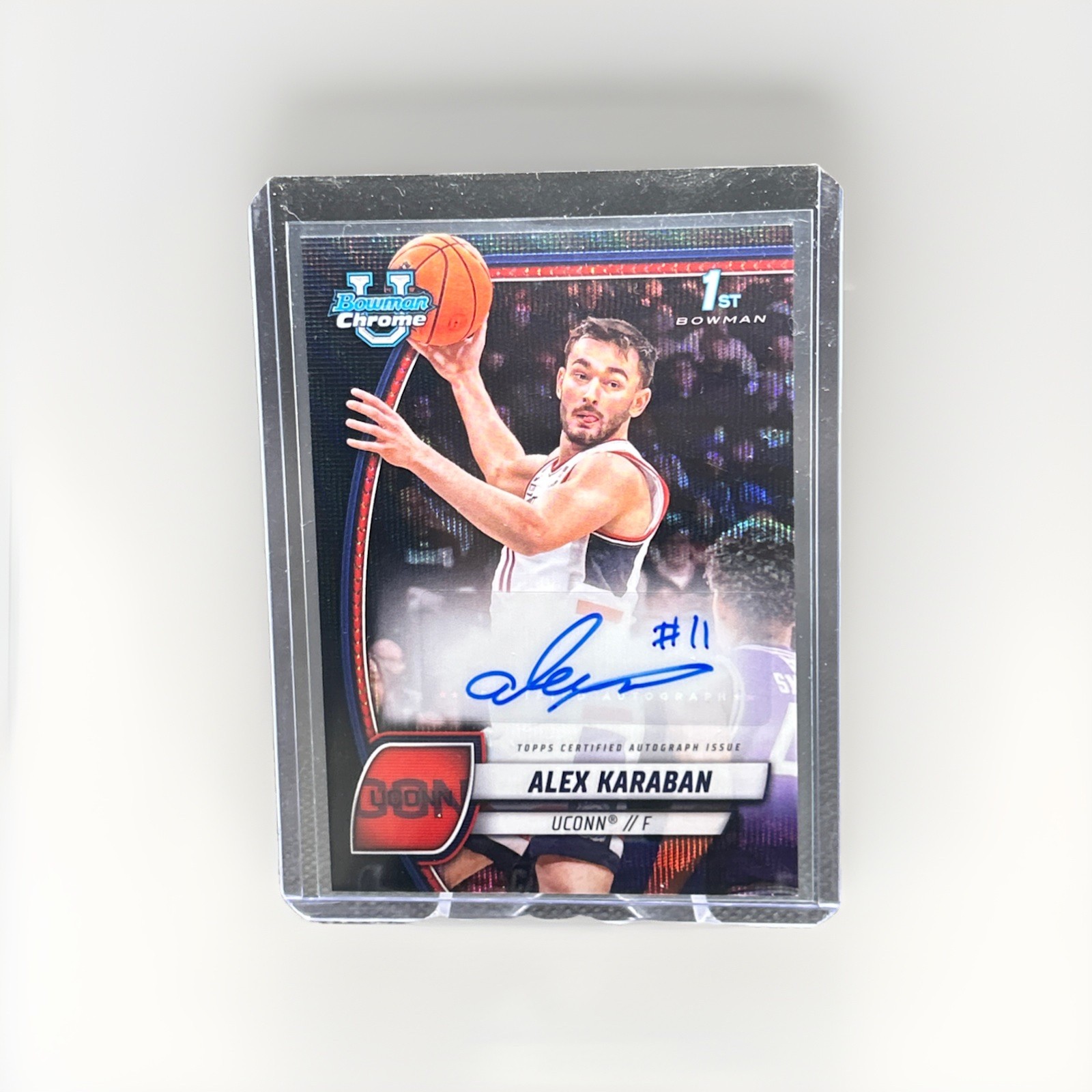 2024-25 Bowman U Chrome Black Wave Refractor Auto Alex Karaban #100 Auto UCONN