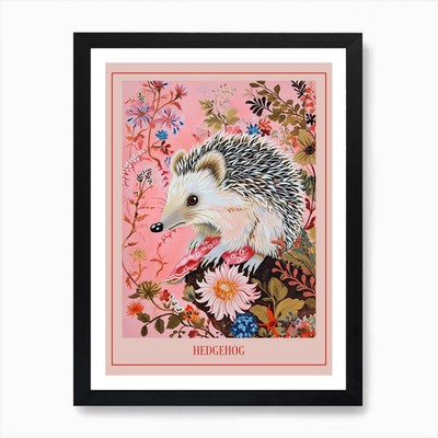 Blumen Tier Gemälde Igel 3 P gerahmt Wandbild Poster Leinwanddruck Bild