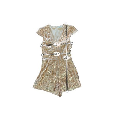 Charlotte Russe Gold Sequin V Neck Romper XS Champagne Rose Gold Party  Sparkle | eBay