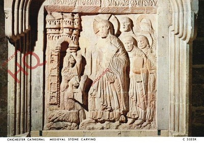 Ansichtskarte_ Kathedrale von Chichester, mittelalterliche Steinschnitzerei [Richter] um 3523X
