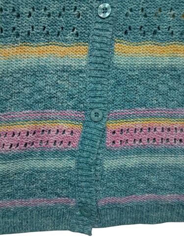 Coldwater Creek Pullover Strickjacke Damen XL blau rosa pastell gestreift Frühling - Bild 6 von 12