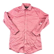 LAUREN RALPH LAUREN Slim Fit Dress Shirt 16 32/33 Pink Textured