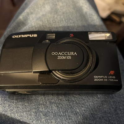 #ad #ad Vtg OLYMPUS Infinity Accura Zoom 105 35mm FILM CAMERA Black Parts Only $15.99