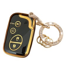 WENHENI for Lexus Key Fob Shell Cover with Keychain Fit S, Black-Gold