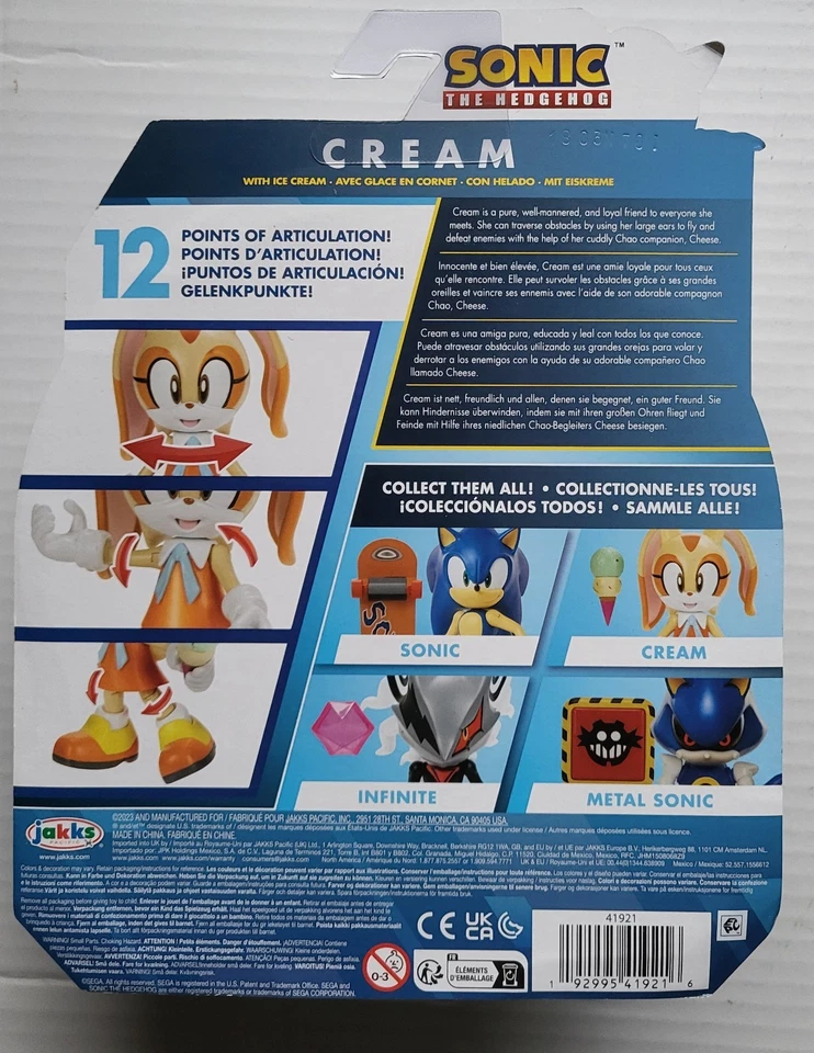 Figura JAKKS Pacific Sonic the Hedgehog 2023: CREAM THE RABBIT (con helado) Foto 2 de 2