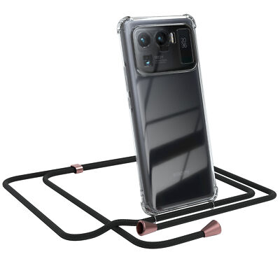 Für Xiaomi Mi 11 Ultra Handyhülle zum Umhängen Kordel Tasche Kette Case Schwarz