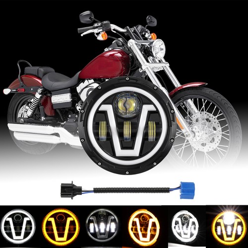 Faros LED de 7 pulgadas haz alto con luz de giro DRL para motocicleta Harley Honda - Imagen 2 de 12