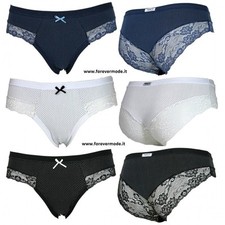 3 Women's Lovelygirs Stretch Cotton Lace Insert Briefs Art 1592D