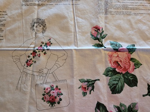 FABRIC PANEL Rose Fever Wearable Art Cut Make a Designer Sweatshirt Appliques - Picture 7 of 12