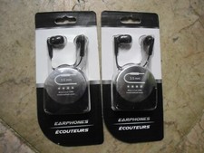 New  2 PK Earphones with 4 Extra Earbud Cover 48 in Cord  3.5 mm Color Black