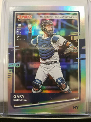Gary Sanchez 2020 Donruss Baseball Milestone Stat Line 073/100 New York Yankees