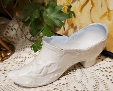 Vintage Victorian China Shoe Boot with Heel FLORAL DESIGN Porcelain 6" NICE