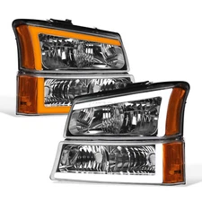 Topline For 03-07 Silverado Switchback Sequential LED Headlight+Bumper v2 Chrome