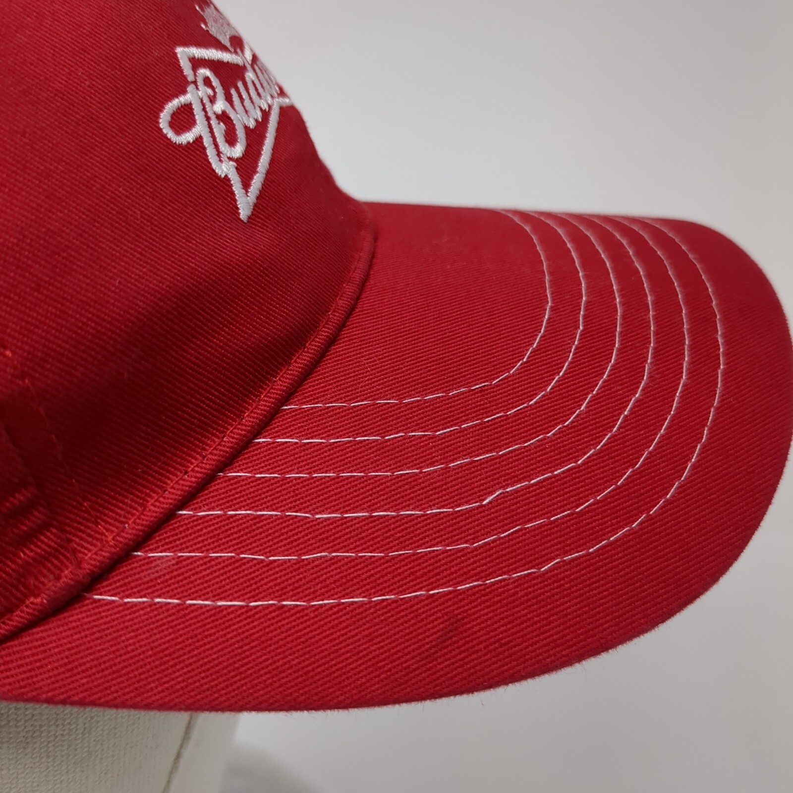 Budweiser Strapback Hat Red OSFA Adjustable Embro… - image 6
