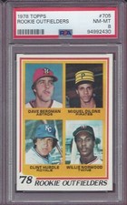 1978 TOPPS #705 ROOKIE OUTFIELDERS CLINT HURDLE RC PSA 8 NM-MT NEW PSA CASE (C)