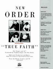 1987 New Order "True Faith" Song Release Music Industry Promo Reprint Ad