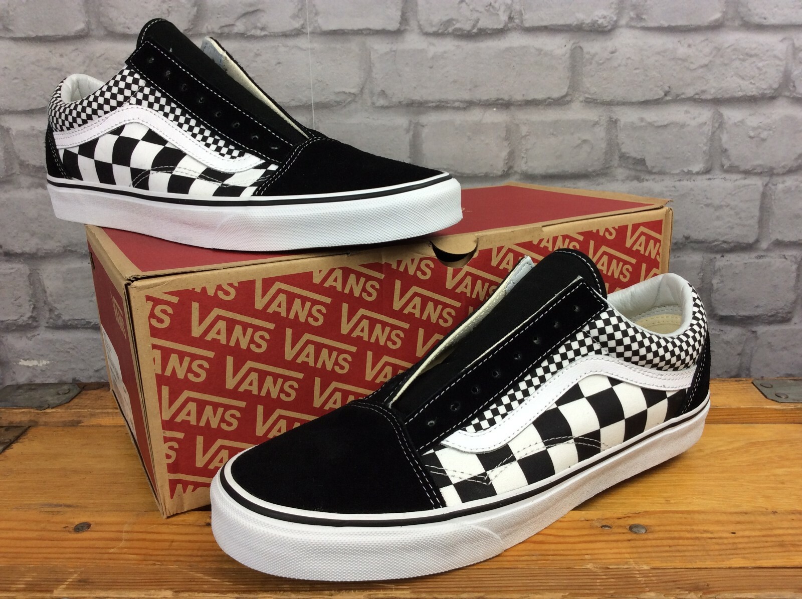 vans old skool mix checker black