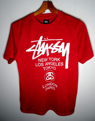 Vintage Stussy Mesh T Shirt Jersey Small Mens Red Y2K