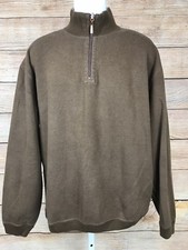 Tommy Bahama Men  s Brown Gray Reversible 1/2 Zip Sweater Large L