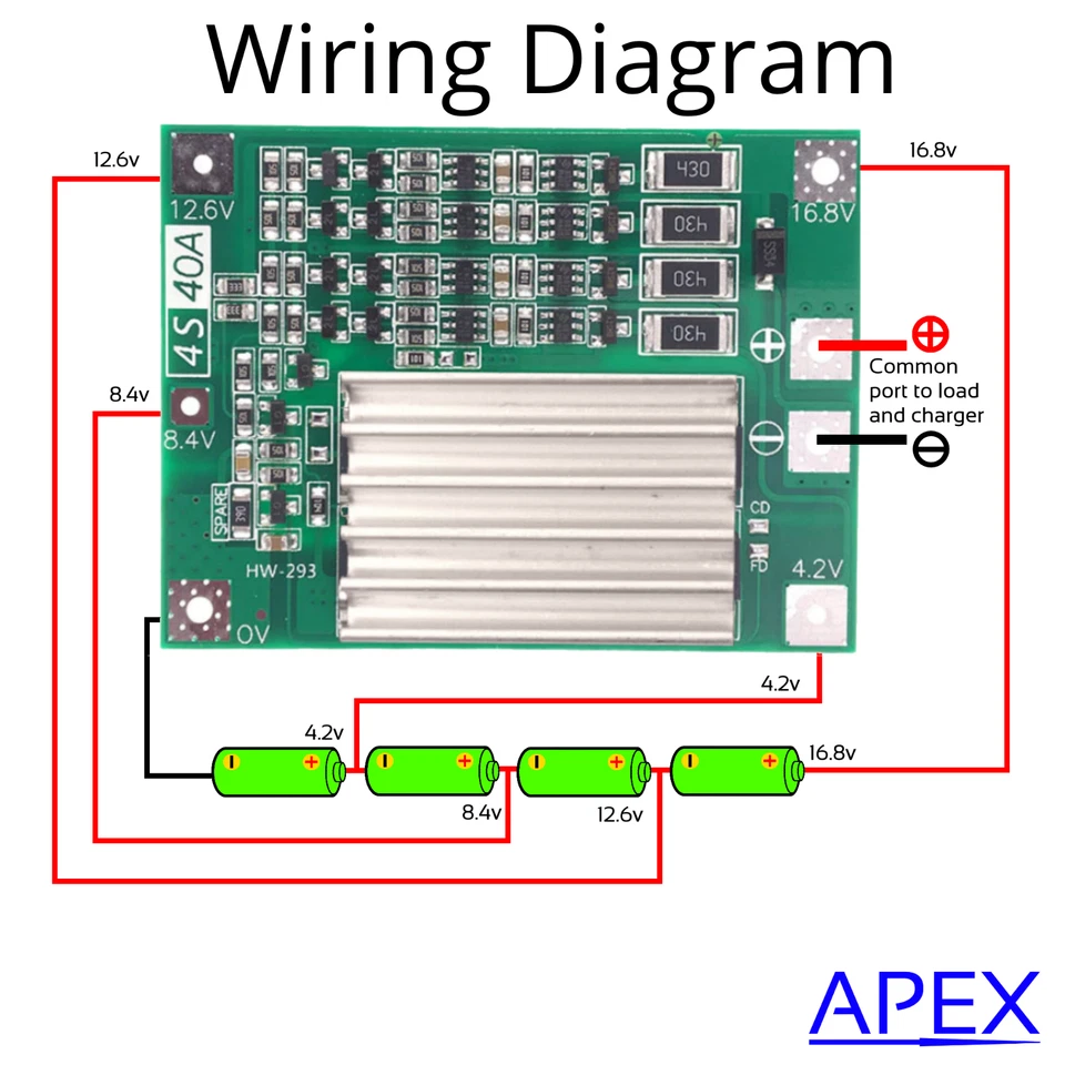 Kit disipador de calor 4S 40A BMS 12v - 16v balance de batería de litio de iones de litio Foto 4 de 4