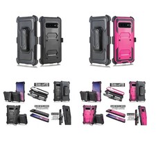 for 5.8" Samsung Galaxy S10e Belt Clip Holster Kickstand Hybrid Armor Combo Case