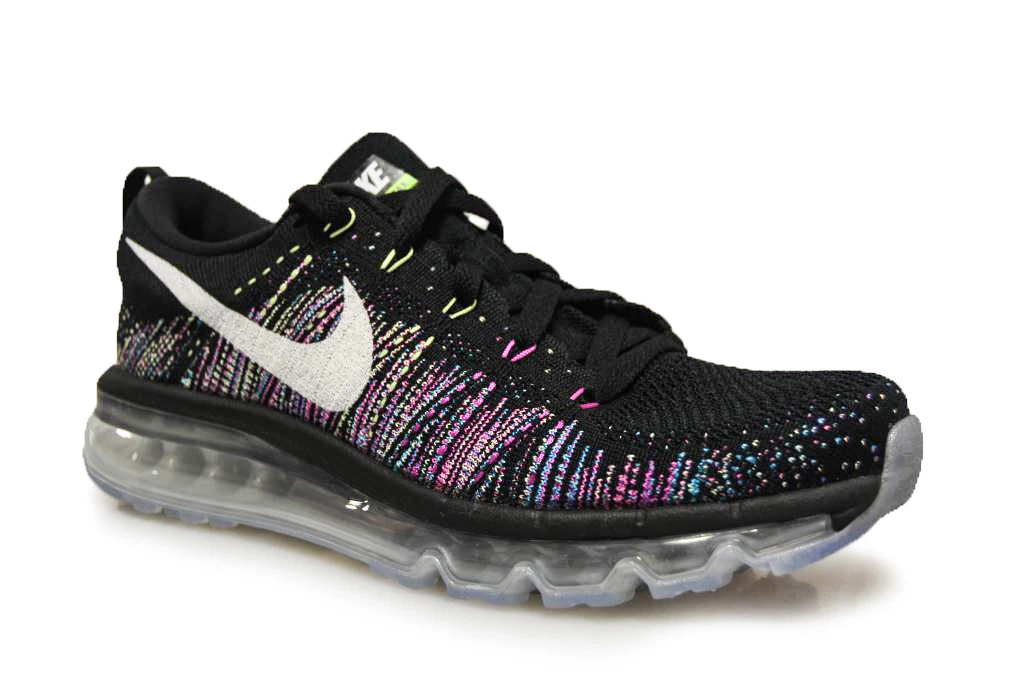 Womens Nike Max 2014 Flyknit - 620659-007 - Black White Green Trainers eBay