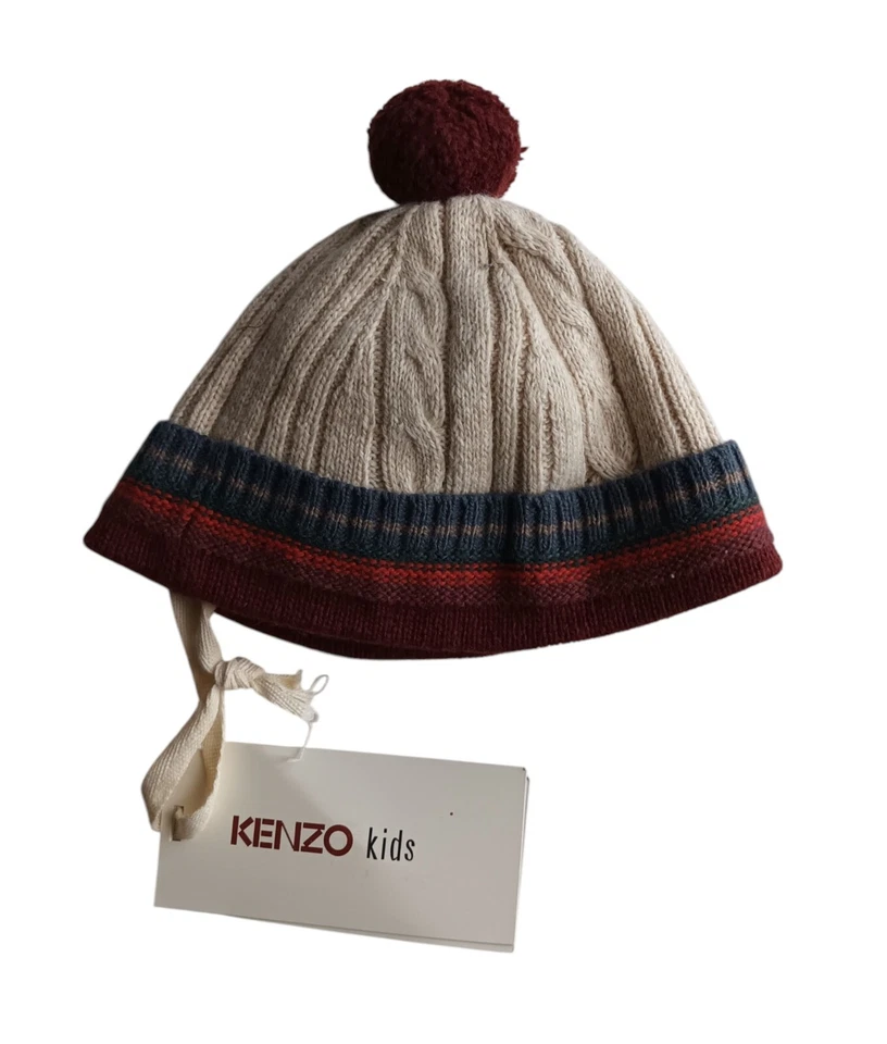 Bonnet Kenzo Kids coton enfant garçon écru  T1 neuf - Photo 2/4
