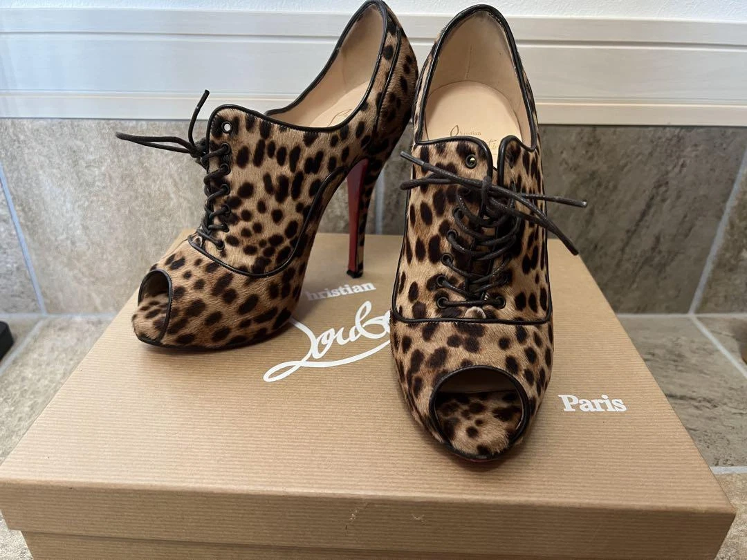 Christian louboutin leopard ankle best sale boots