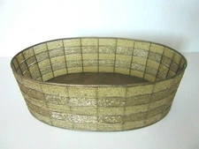 GOLD Two-Tone DECORATIVE OVAL BEADED METAL BASKET ~ 12" Long ~ NEW