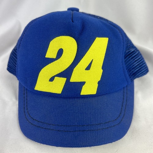 Jeff Gordon 24 Infant Ball Cap NASCAR Navy Blue Yellow Print Mesh Back - 第 1/6 張圖片