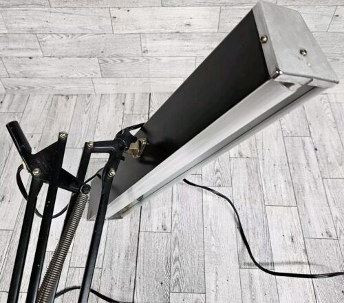 Vtg Industrial Fostoria Articulating Arm Lamp Work Bench Table Shop Light Black - Picture 12 of 18