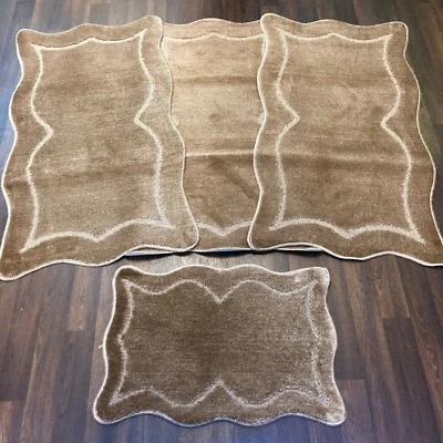 RUGWORLD NUEVOS JUEGOS GITANOS LAVABLES ROMANY DE 4 PIEZAS ALFOMBRAS BEIGE OSCURO ANTIDESLIZANTES TAMAÑO TOURER