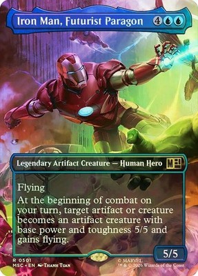 Foil Iron Man, Futurist Paragon (Borderless) [Marvel Super Heroes] MTG