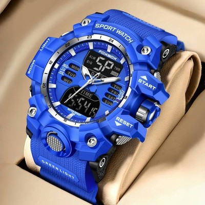 LIGE Men Watch Big Dial LDE Digital Quartz Date Week Waterproof Sport Wristwatch