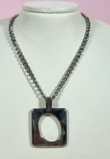 Vintage 1970s Oroton Silver Tone Pendant Necklace Modernist 50cm