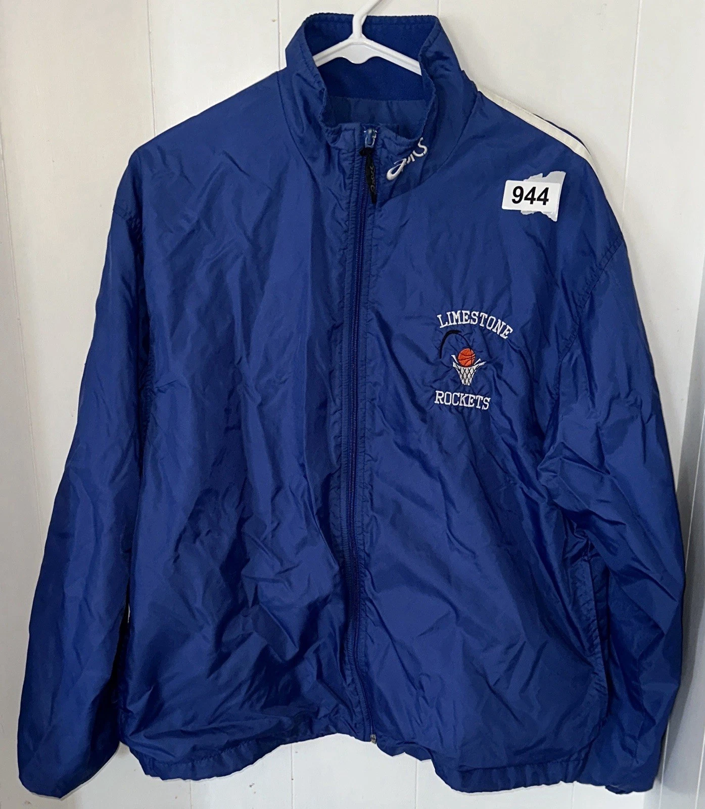 Aasics Jacket Small Navy Full Zip Limestone Rockets Sports Vintage Retro Grandpa