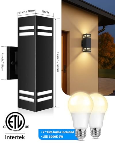  Outdoor Wall Lights Dusk to Dawn, Modern 1 Pack Black/D2D Sensor/Style 2