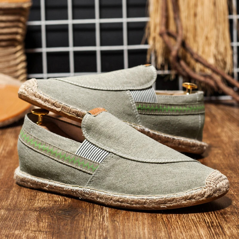 Alpargata Suela de Yute Cómodas Tenis Lino Hombres Alpargata Mocasines