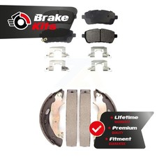 Front Rear Semi-Metallic Brake Pads Drum Shoe Kit For 2011-2019 Ford Fiesta S SE