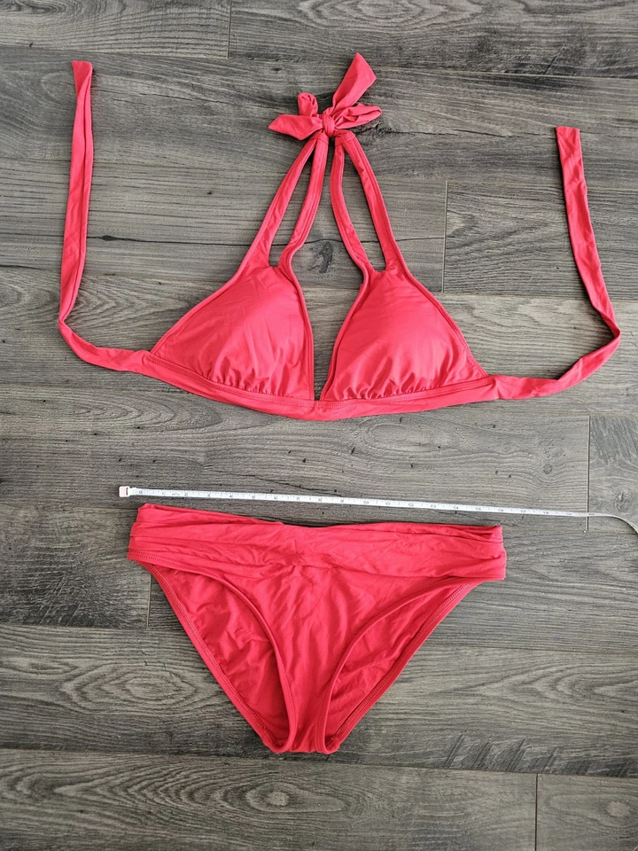 sz 10 Red La Blanca Bikini Rouched Halter Spring Break Patriotic Summer Holiday - Image 2 of 4