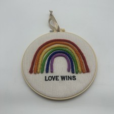 Rainbow  Love Wins  Embroidery Hoop Wall Art LGBTQ Pride Decor