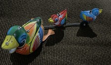 Vintage Duck Family Parade Friction Tin Toy w/ Box Japan 1950s-60s