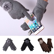 Warm Lined Winter Gloves Soft Fleece Big Pom Pom Women Fur Comfortable
