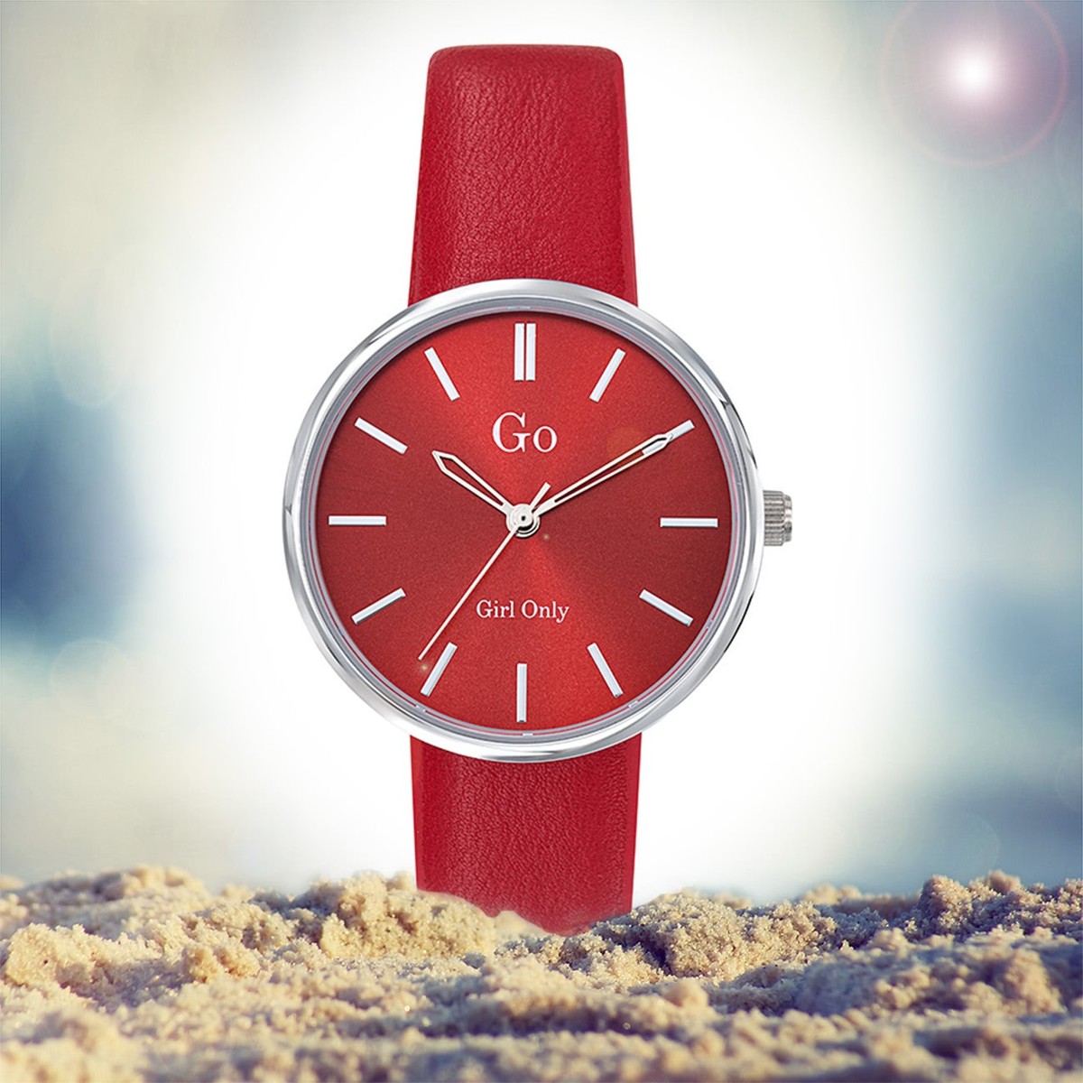 Girl Only Damen Armbanduhr rot Analog-Uhr 699315 GO Lederarmband